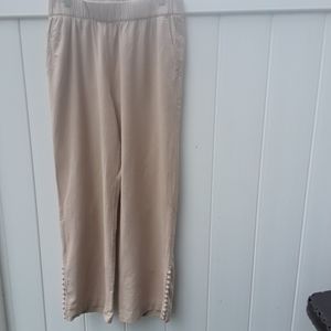 Soft Surroundings Size Medium Pull On Elastic Waist Wide Leg Cotton Pant